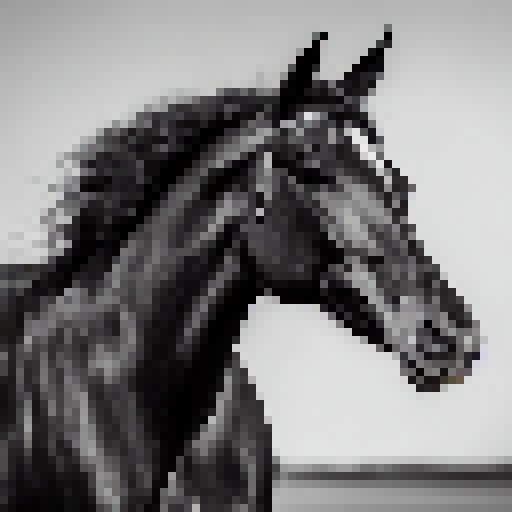 a horse, black and white