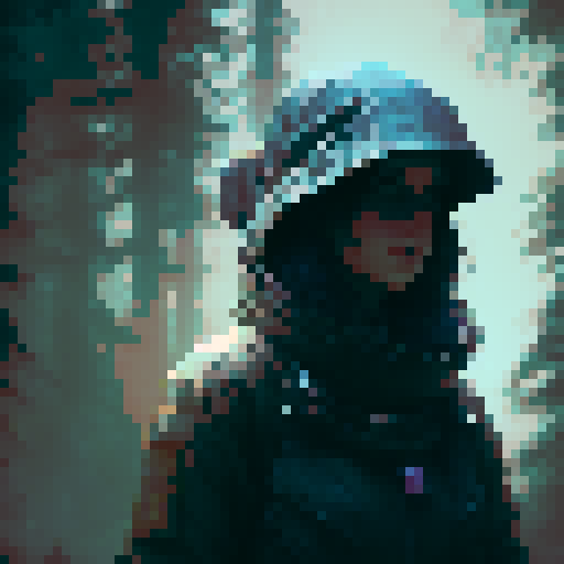 Dark night time in the forest background, midnight, dark forest, profile picture, girl, blue eyes, short black hair, white shirt, brown hat, red neck ribbon, holding an incense stick