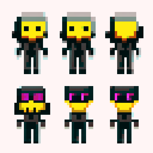 skull character sprite set, running animation, pixel art, sRGB