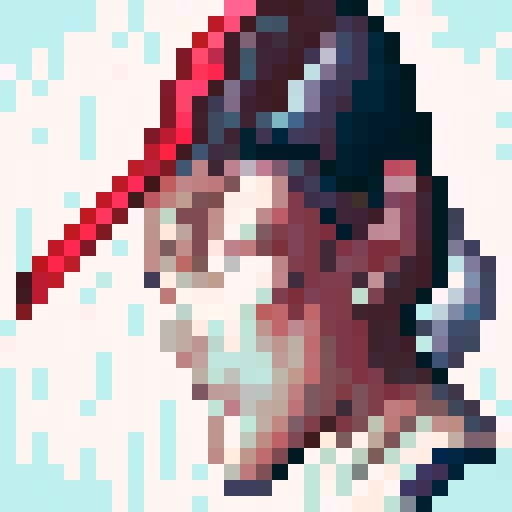 middle-aged male with black hair, skillful armor, left-handed sword wielder, close-up portrait, 32x32 pixel art, game icon style
