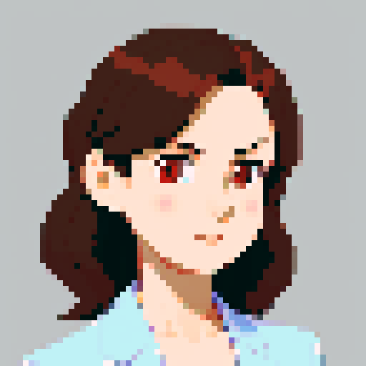 minister of economy, brown hair, close-up, confident stance, anime style, pixel art, suit, front view, 50-years-old, front view, bust, middle-part-hair