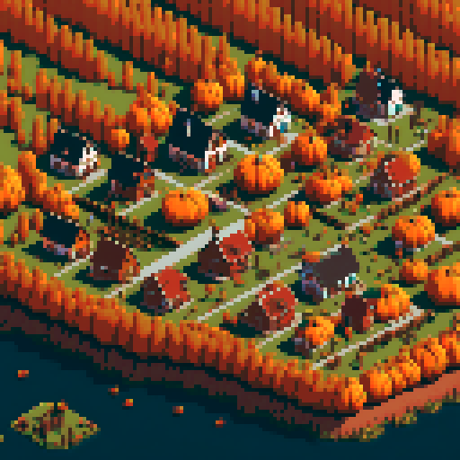 A town on the edge of a huge pumpkin patch