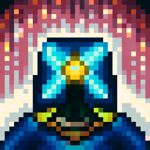 Pixelated space explorer, retro spaceship repair, bright starry sky, game icon, 32x32 pixel art, sRGB, skill art, close up, portrait