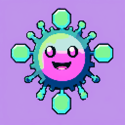 Small glowing slime-shaped soul, with three interlocking gears behind it. on a solid color background so I can easily remove the background