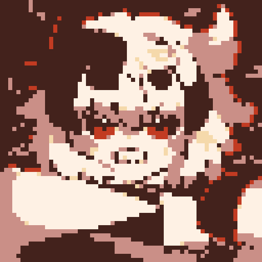 shadowy, towering monster, poised for battle, gripping a sword, intense eyes, character's portrait, close-up, anime style, pixel art