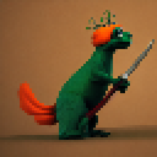 Pepe with a knife or sword, looking like it’s chasing others out.