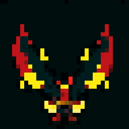 A larger, more formidable fire demon with intense flames engulfing its body, large wings, and glowing yellow eyes. It radiates heat and has a fierce, intimidating expression. No background.
