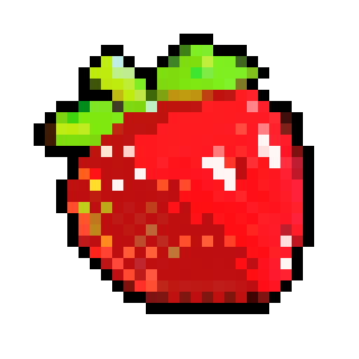 strawberry, vibrant red, juicy, pixelated, retro, sRGB