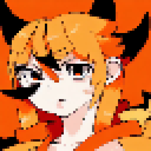 Kitsune girl, orange and white colors