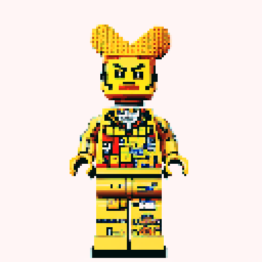 lego pixel, vibrant colors, blocky shapes, small plastic bricks, isometric perspective, retro video game, low resolution, 8-bit graphics, sharp edges, square grid, limited color palette, nostalgic feel, brick-built characters, iconic lego logo, digital recreation, detailed textures, crisp lines, simplified forms, nostalgic gaming vibes