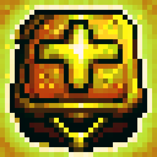 treasure chest, game icon, 32x32 pixel art, sRGB, skill art, close up, portrait, shiny gold, ornate lock, intricate carvings, wooden texture, glimmering gems, mysterious aura