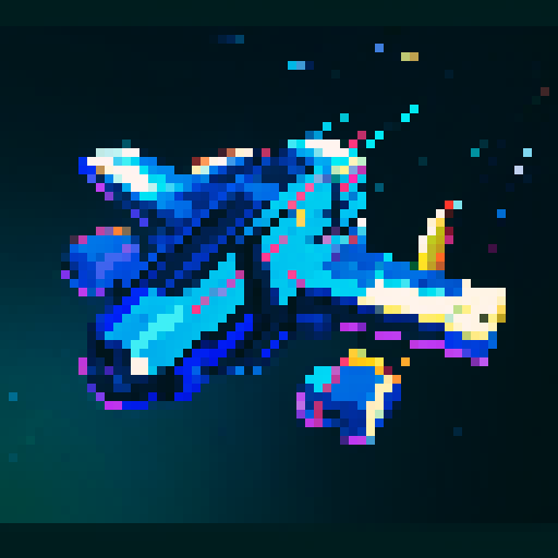 spaceship, hovering mid air, pixel art, sRGB, vibrant colors, retro aesthetic, geometric shapes, blocky design
