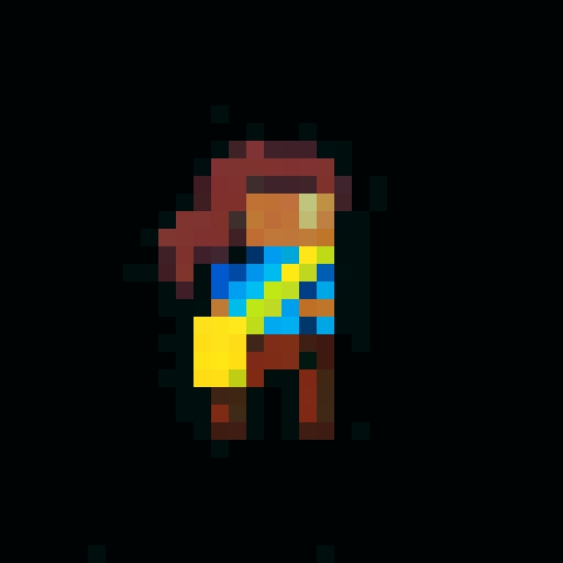 Walking to the right, fluent walking pose, one leg lifted, other leg resting on the ground, arm on opposite side, game icon, 32x32 pixel art, sRGB, skill art, close up, portrait
