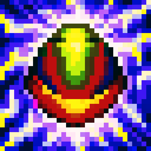Colorful swirls of vibrant hues, pixelated game icon, 32x32 art style, sRGB color space, skillful depiction, close-up shot, captivating portrait