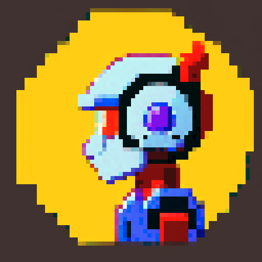 robot, side view, pixel art, 16x16, game icon, with blaster, side view, 8 different movement positions