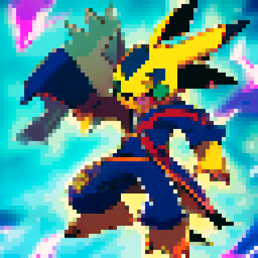 Electric sparks crackling, a fierce Pikachu charges forward, ready to battle against a towering Charizard wreathed in flames