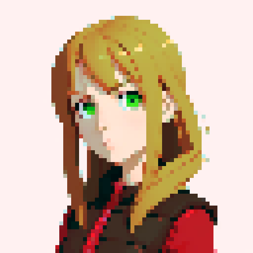 Make a female character in her teens, light skin, green eyes, light brown hair, with slim complexity