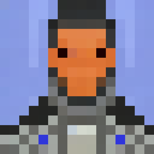 Police officer with a stern expression, donning aviator sunglasses and a bulletproof vest, in a pixel art close-up portrait