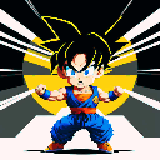 Create Goku from Dragonball Z in the style of TMNT Shredders Revenge. In an idle fighting stance.
