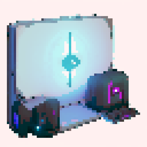 A futuristic alien technology upgrade station. Dark color and some alien symbol