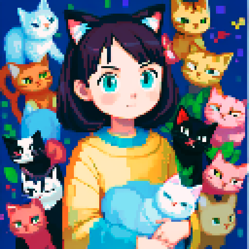 girl with many cats