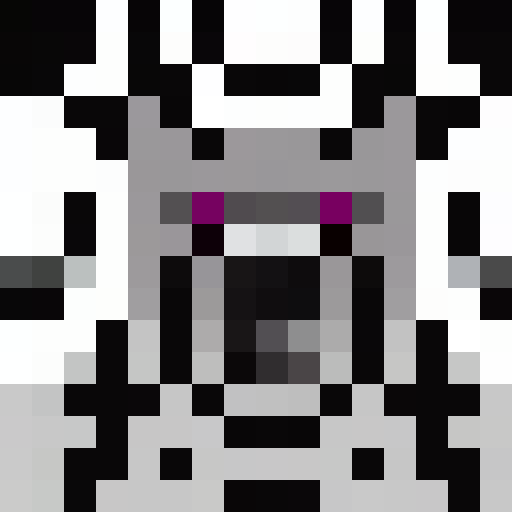 Sharp-feathered Eldritch Owl with evil black, white, and silver coloration, depicted in a 16x16 pixel portrait.