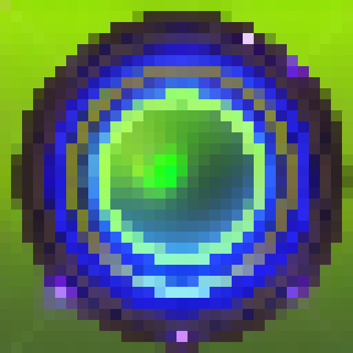 Electric barrier spell icon for players to use. With 1px black contour and blue color palette. When the player uses it it creates a circling electric ball circling around the player for some time and shocks enemies.
