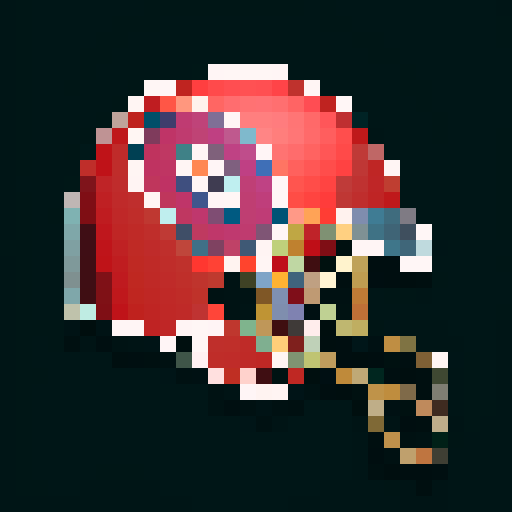 stylized letter A, pixel art, on the side of an NFL american pro football helmet