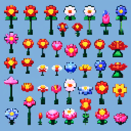 12 different flower sprites 