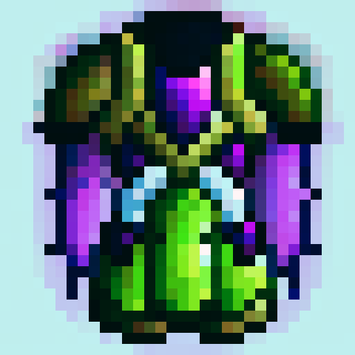 warlock armor with purple trim and green energy surrounding