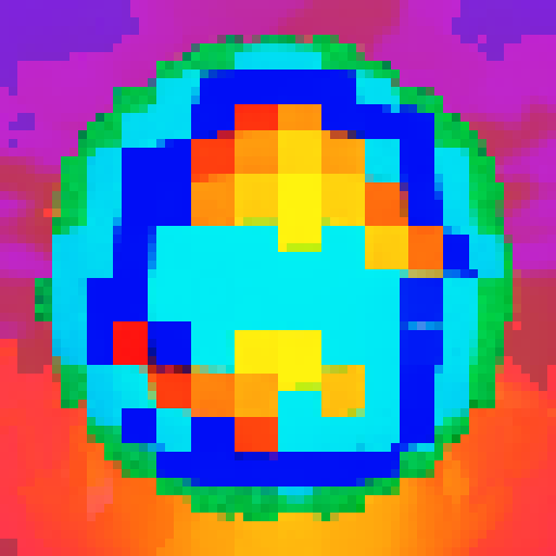 Flaming pixelated sphere hurtles through the air, leaving a trail of fiery pixels in its wake.