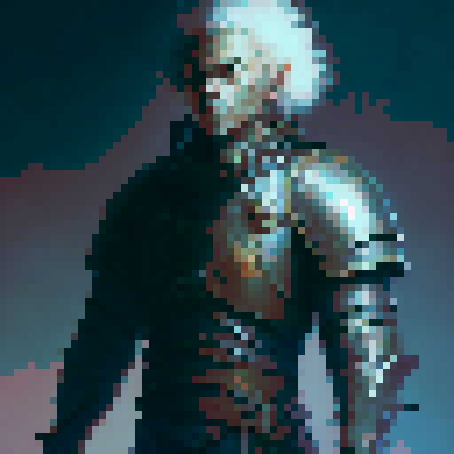 A character who lived in the Middle Ages. A knight in armor. He has no helmet, auburn hair and blue eyes. He's holding a sword in his hand. It looks like a walk