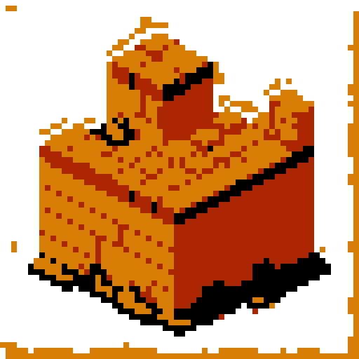 crumbling brick rubble seen from a head-on 2d flat perspective. Simple style, thick black lines, white background.