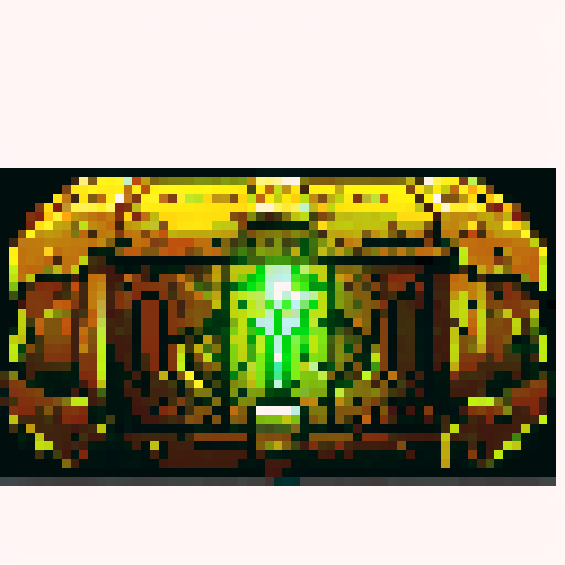 mystery box, shining light, vibrant colors, retro video game aesthetic, pixelated details, 8-bit graphics, sRGB
