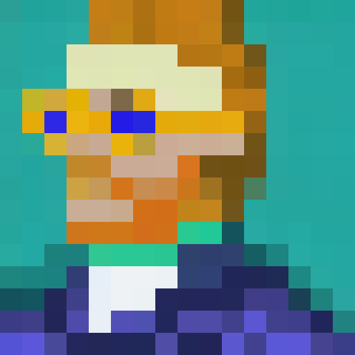 Vincent Van Gogh, king of cryptocurrency, wearing a crown and gold Gucci glasses, adorned in Gucci apparel, captured in a close-up, pixel art portrait with a game icon aesthetic at 16x16 resolution