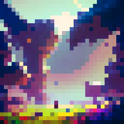 Humble farmer tending to magical crops in a vibrant, whimsical fantasy RPG world, surrounded by floating islands and colorful creatures