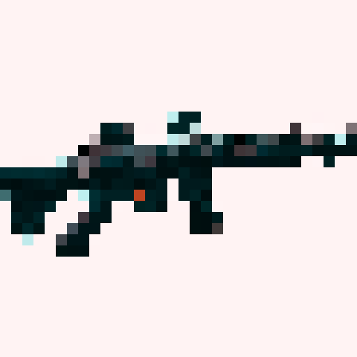 M4A1 Rifle icon, white background, black icon, pixel art