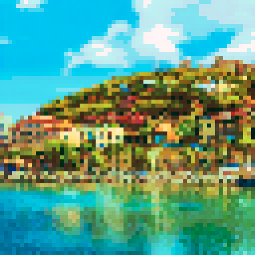 a cyberpunk seaside city