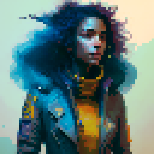 "Create a boldly colored, fierce fantasy warrior striding forward in four frames, with exaggerated muscles and flowing hair, drawn in a vibrant, cartoonish art style."