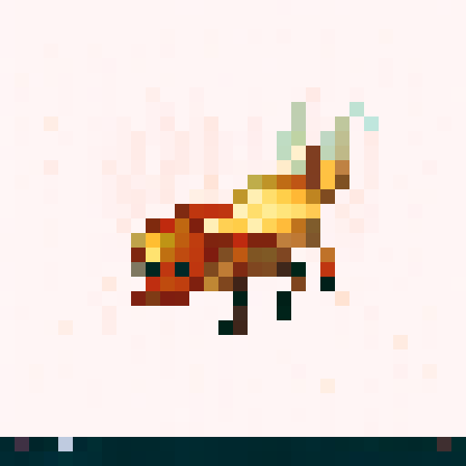 Summoning the HoneyBee Spell: vibrant colors, detailed wings, honeycomb pattern, pixelated art, 32x32 pixels, sRGB, game icon, close-up, skill art, portrait