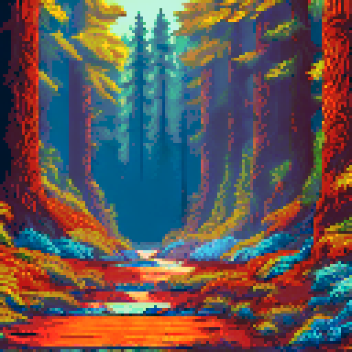 redwood forest in autumn golden hour lighting muted tones