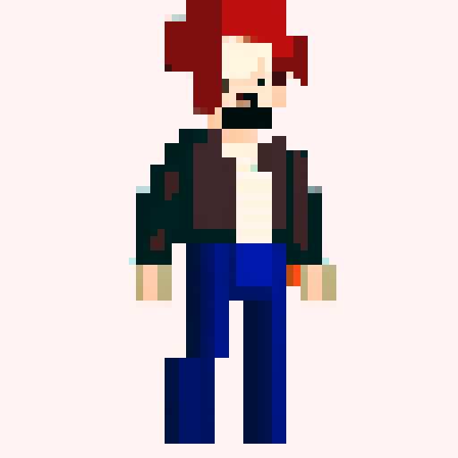 pixelated, retro, 8-bit, concept drawing of a male character