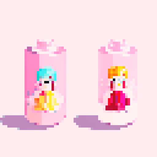 A nail tech and a client in a nail salon. Pastel pink nail polish bottles