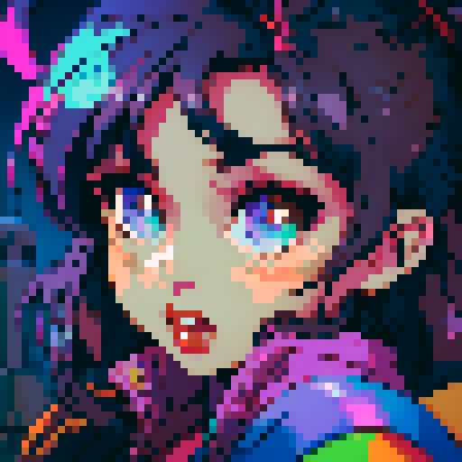 Colorful, retro, vibrant, 8-bit, pixelated, sRGB