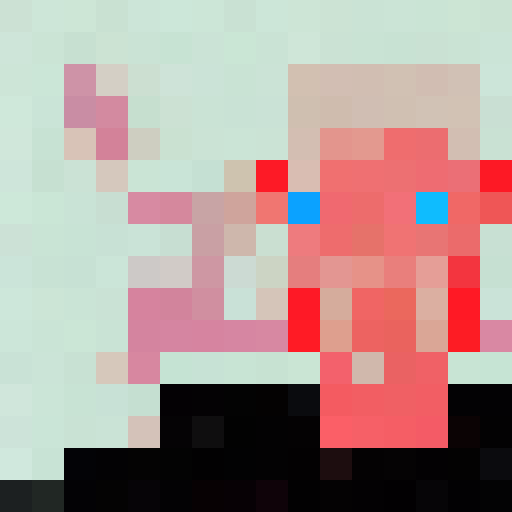 Neon-lit cyberpunk portrait with vibrant hues of electric blue, hot pink, and acid green in a 16x16 pixel art style.