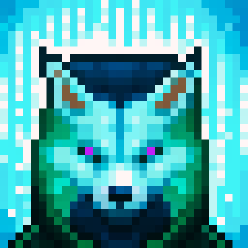 Wolf avatar, portrait, glowing eyes
