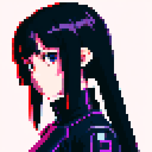 Anime cyberpunk girl, looking to the right slightly, dark plain background