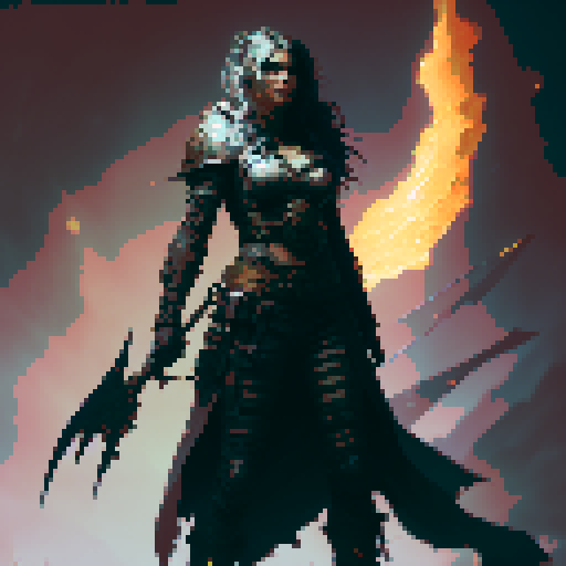 female barbarian, tall, menacing, full body, intense glare, angry, large axe, tribal clothing, Action Pose, Imposing stance, fantasy RPG