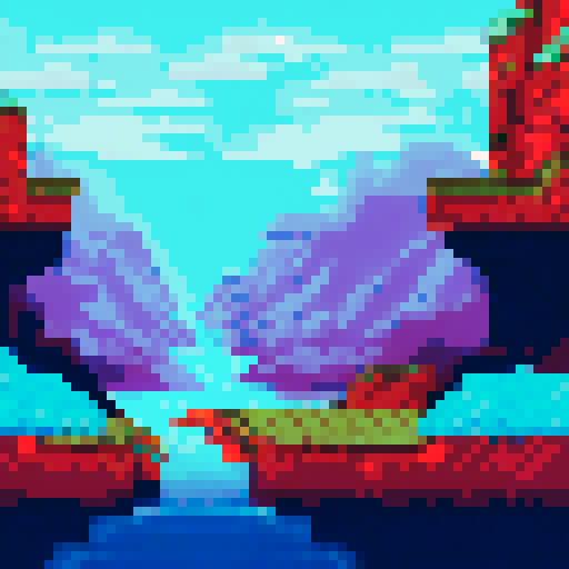 A rugged special mission operator navigating a treacherous mountain path in pixel art style, with a sRGB color palette, against a breathtaking landscape backdrop