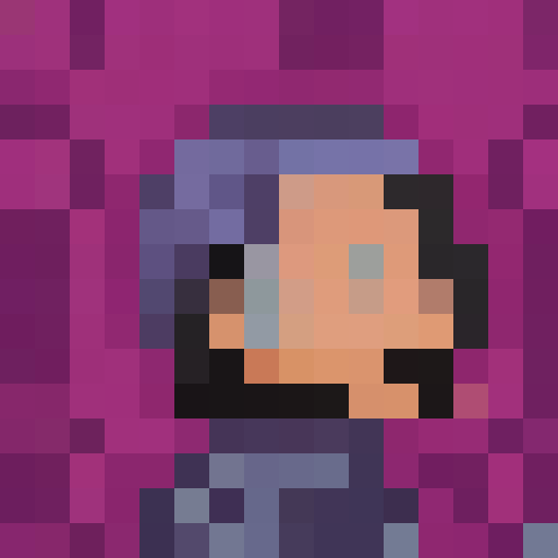 Cute grim reaper with a scythe and a mischievous smile, standing in front of a full moon backdrop, rendered in 8-bit pixel art style with high details, perfect for an NFT game icon or avatar on OpenSea, close-up portrait at 16x16 pixels